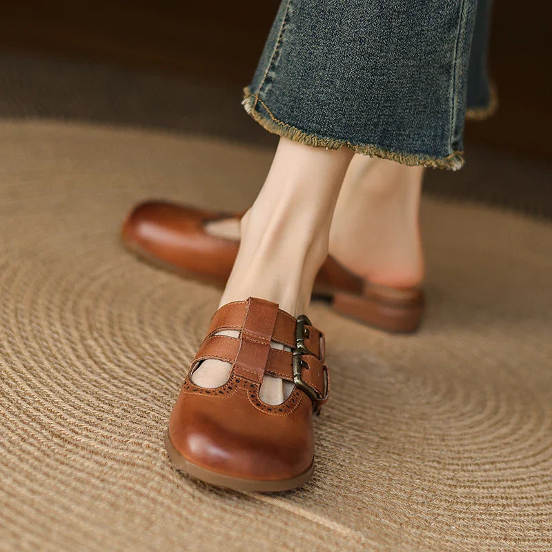 Theodora Mule Heels featuring soft leather material and a comfortable block heel, perfect for stylish and easy wear. - 24