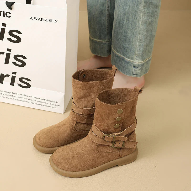 Calderon Suede Buckle Ankle Boots