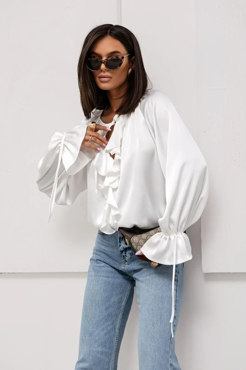 Liora | Satin Ruffle Blouse