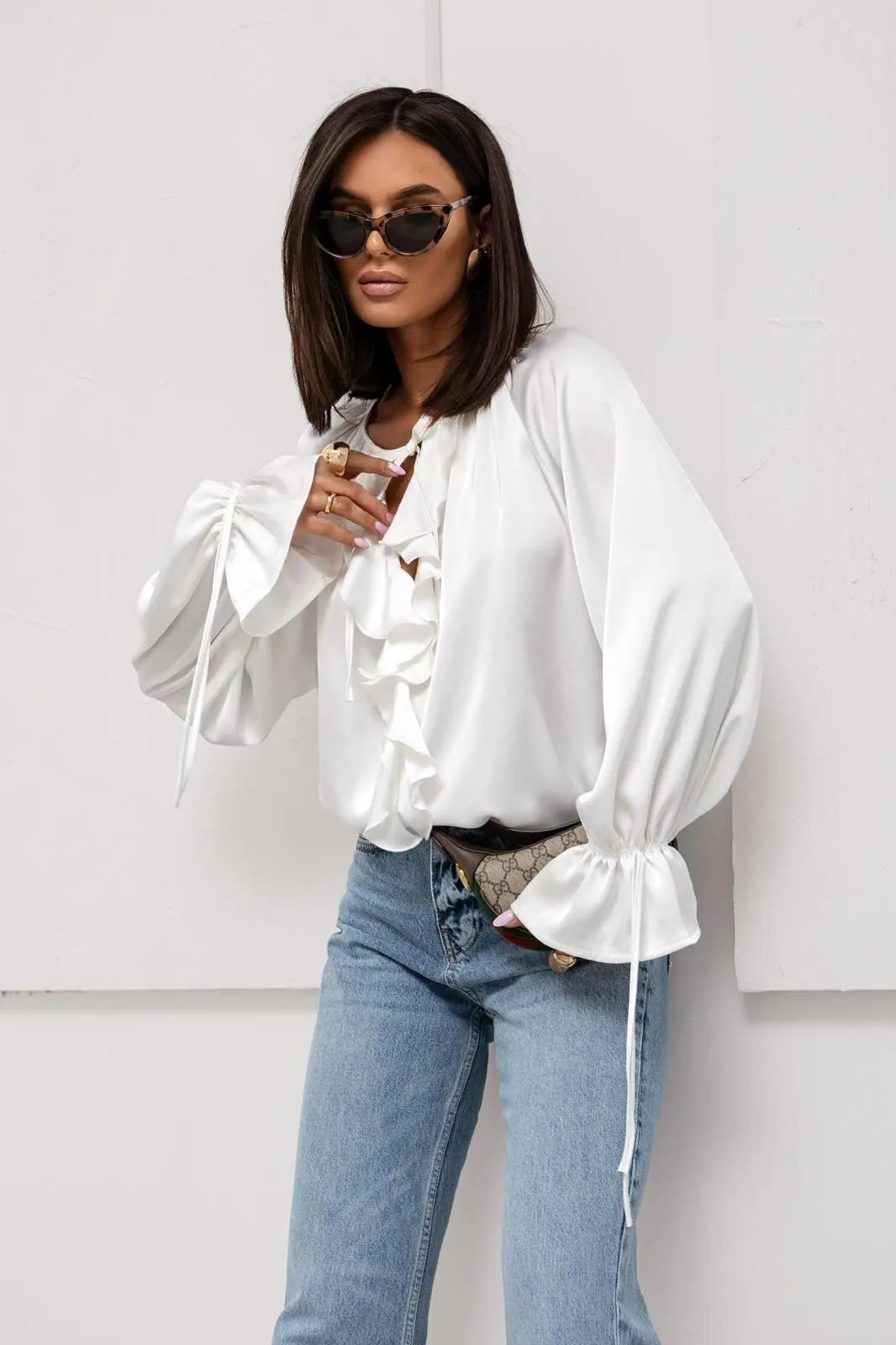 Liora | Satin Ruffle Blouse