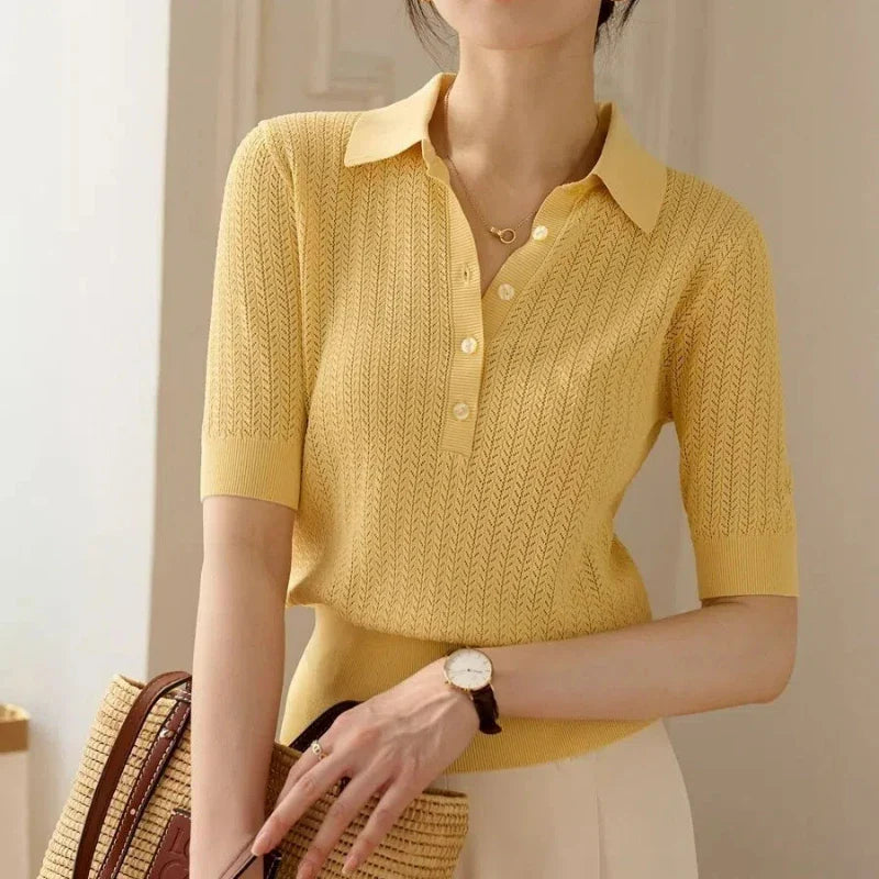 Amy | Ribbed Knit Polo