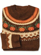Punkin Sweater featuring a stylish jacquard design in soft wool, perfect for cozy autumn outfits. - 1