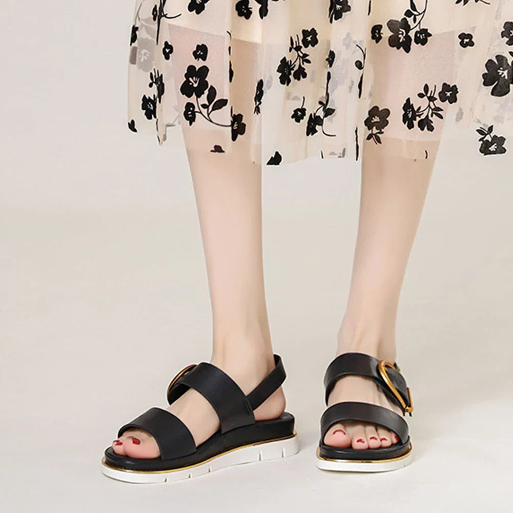 Valine | Gold-Buckle Strap Sandals