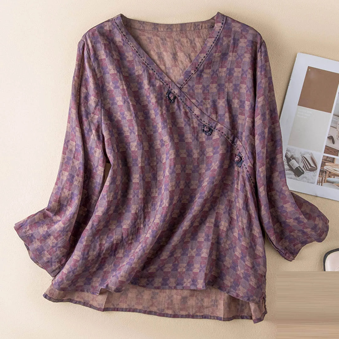 Kairo Crosswrap Blouse | Linen Blend, Asymmetrical Design for Women - 5