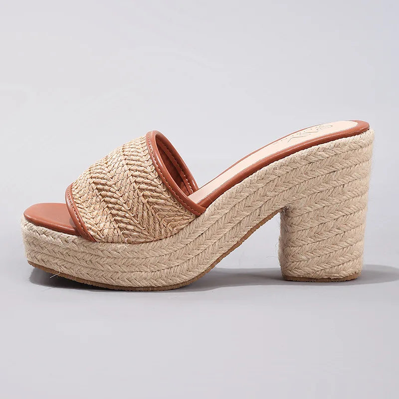Célie | Natural Woven Heels