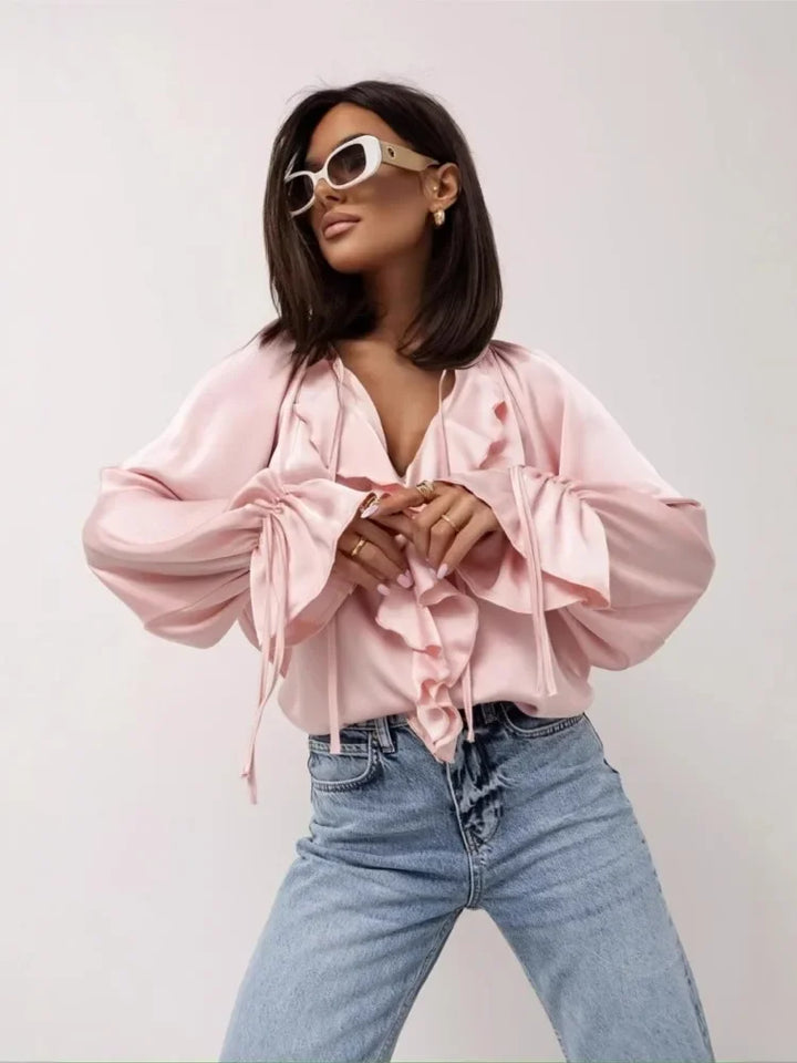 Liora | Satin Ruffle Blouse