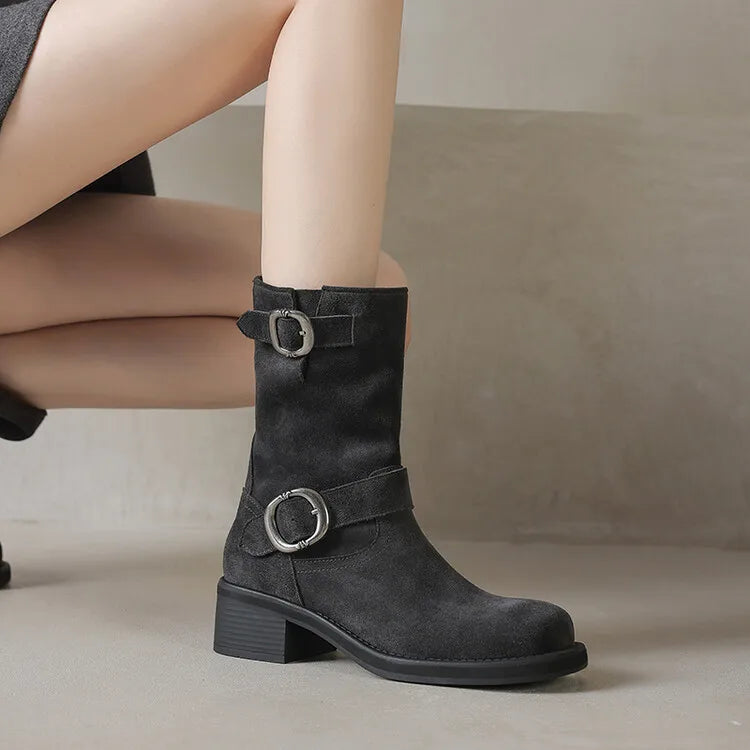 Blackthorn | Suede Buckle Boots