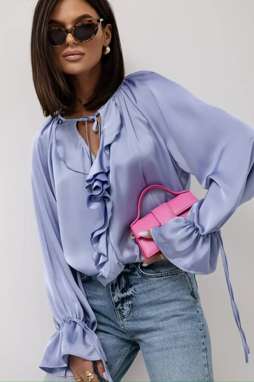 Liora | Satin Ruffle Blouse