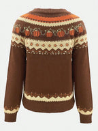 Punkin Sweater featuring a stylish jacquard design in soft wool, perfect for cozy autumn outfits. - 2
