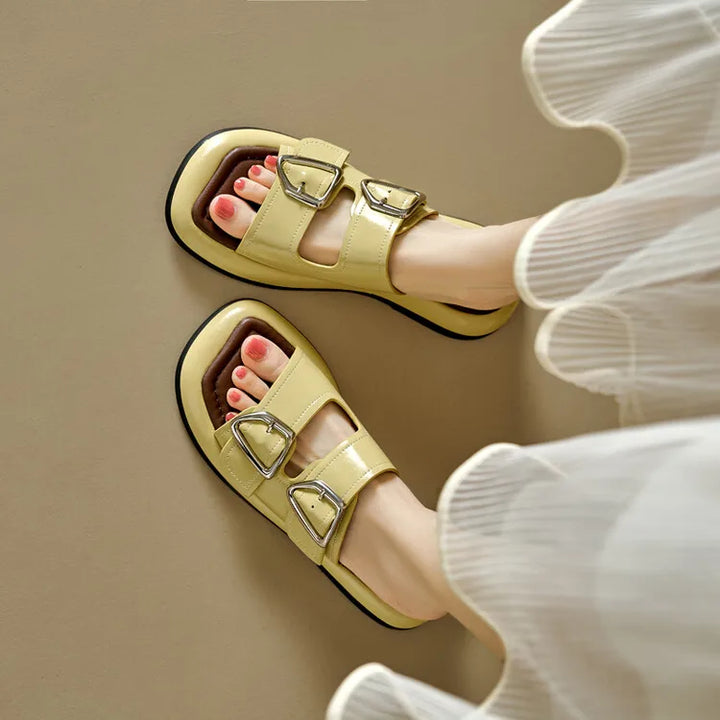 Selma Twin-Buckle Slide Sandals