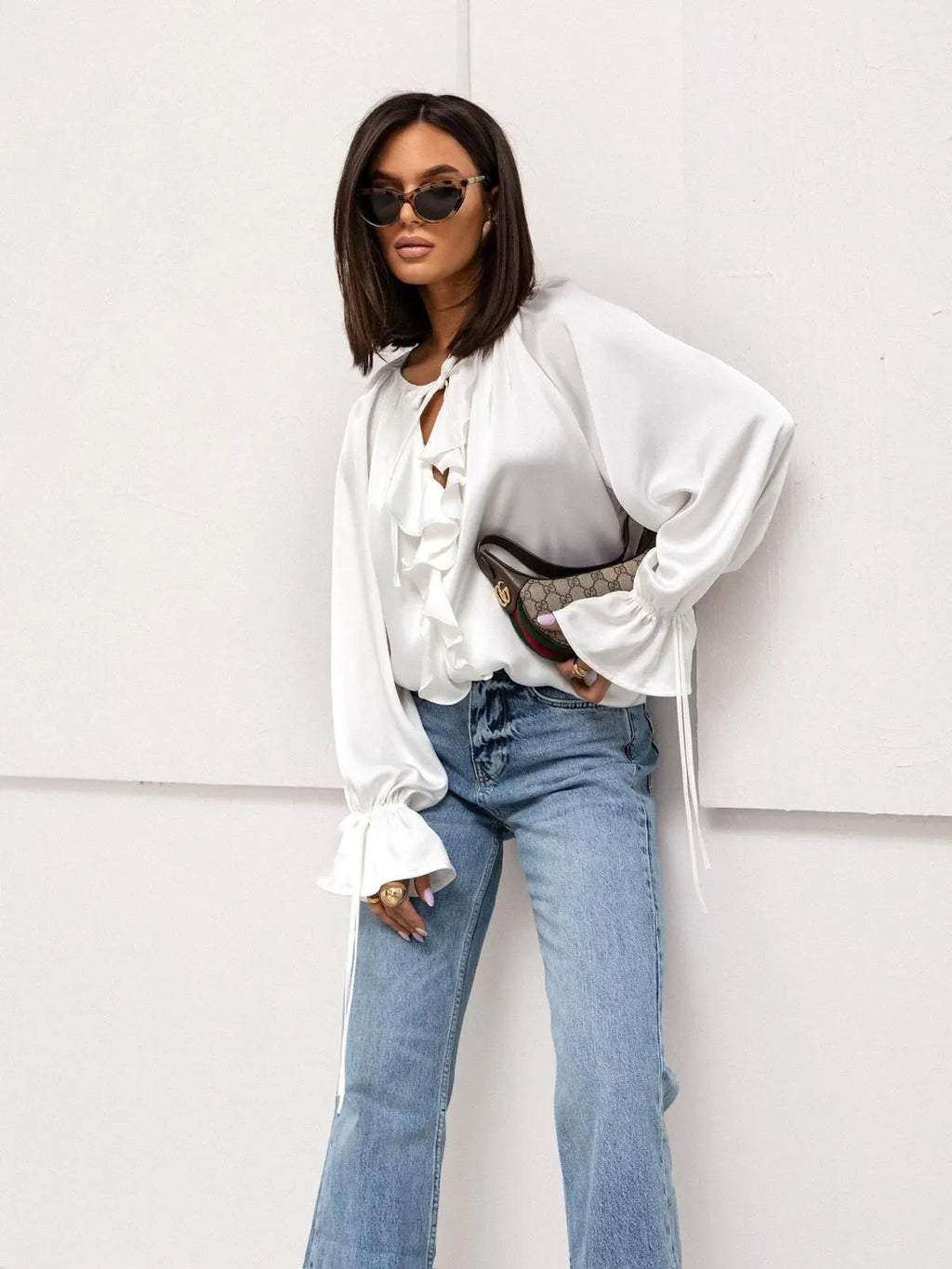 Liora | Satin Ruffle Blouse