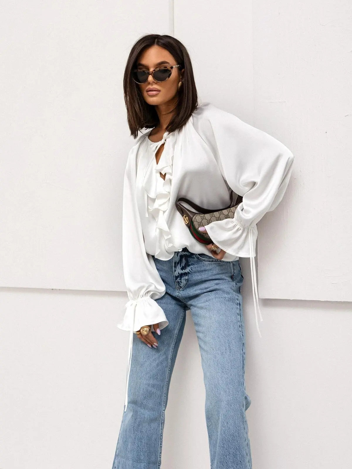 Liora | Satin Ruffle Blouse