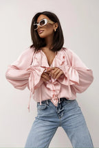 Liora | Satin Ruffle Blouse