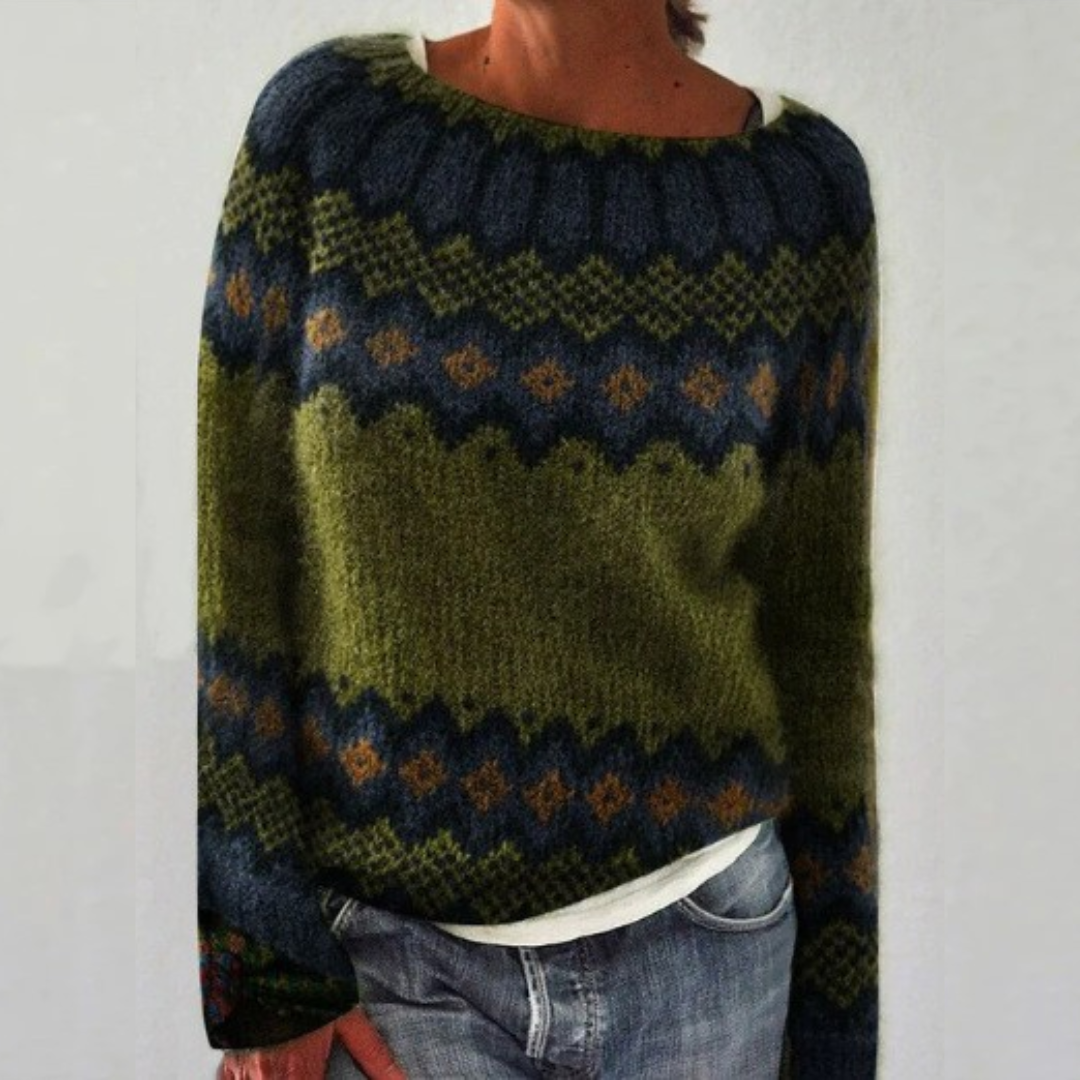 Ava Retro Sweater | Soft Wool Blend, Unique Scandinavian Pattern