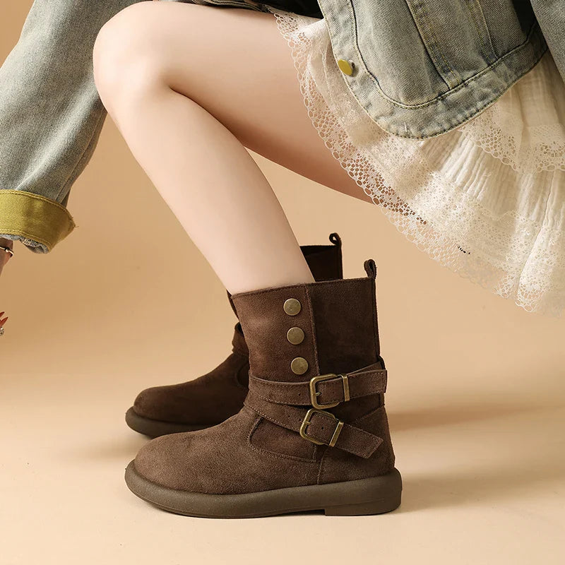 Calderon Suede Buckle Ankle Boots