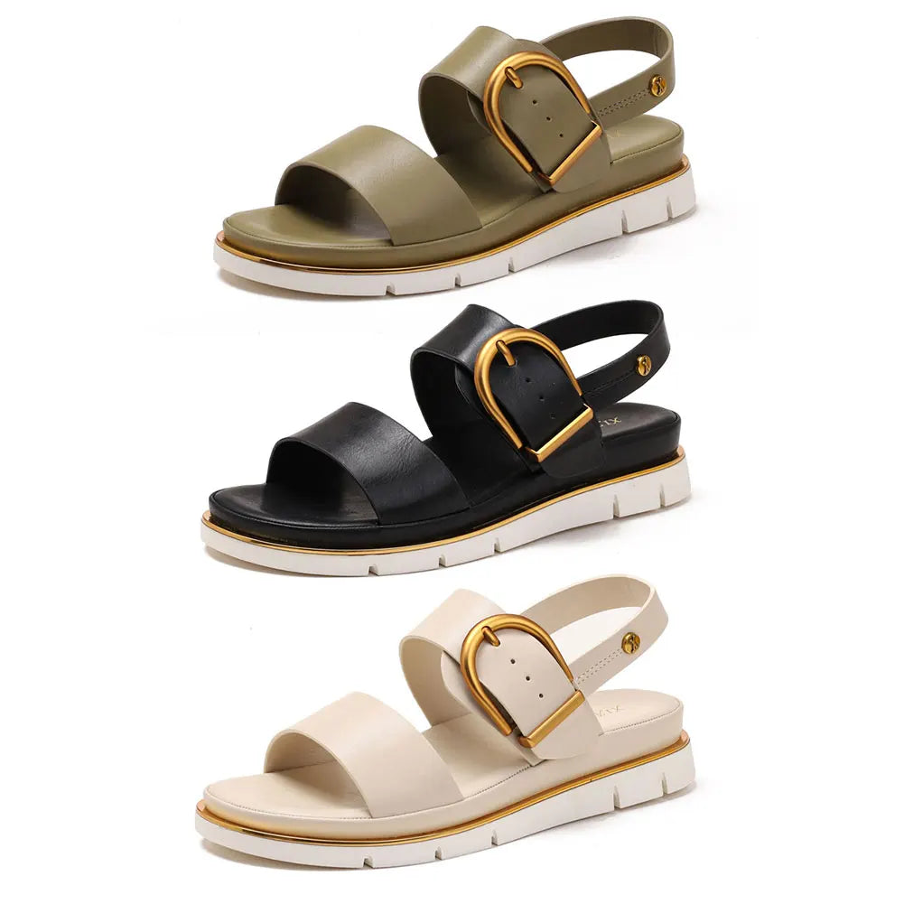 Valine | Gold-Buckle Strap Sandals