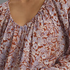 Arianna Floral Blouse featuring a puff sleeve design, made from a soft organic cotton blend, perfect for stylish and eco-friendly fashion. - 8