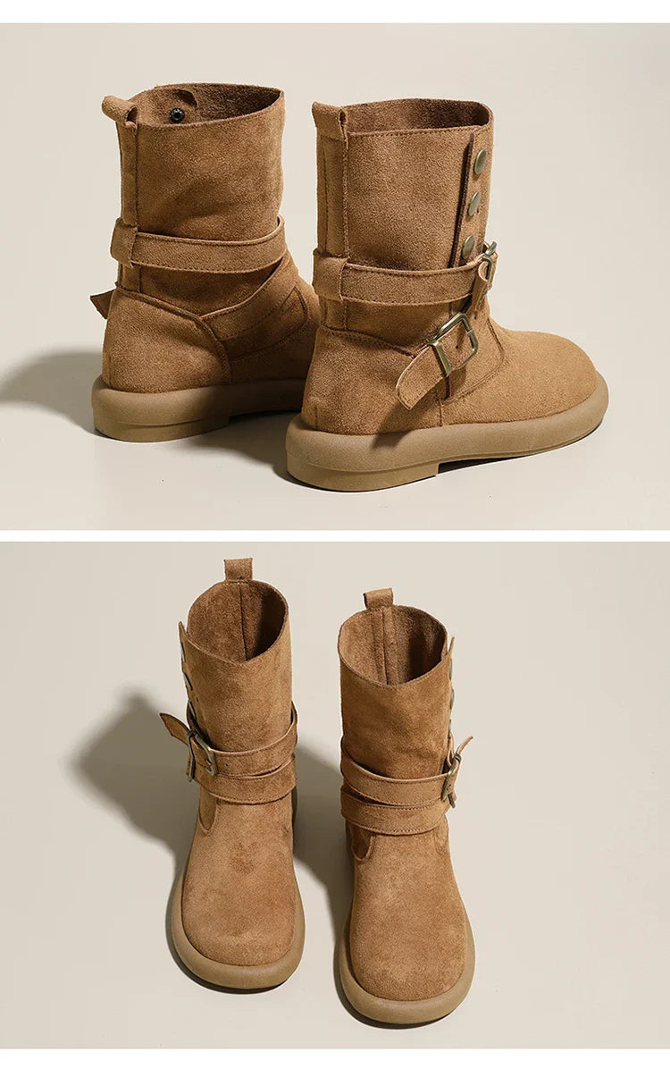 Calderon Suede Buckle Ankle Boots