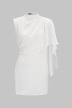 Sari Asymmetrical Mini Dress | Satin, Ruched Design, Zipper Closure 5