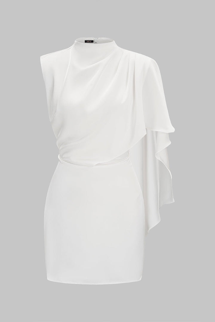 Sari Asymmetrical Mini Dress | Satin, Ruched Design, Zipper Closure 5
