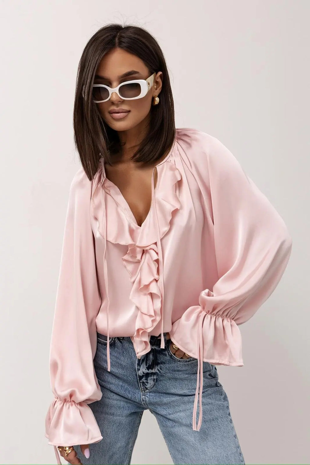 Liora | Satin Ruffle Blouse