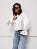 Liora | Satin Ruffle Blouse