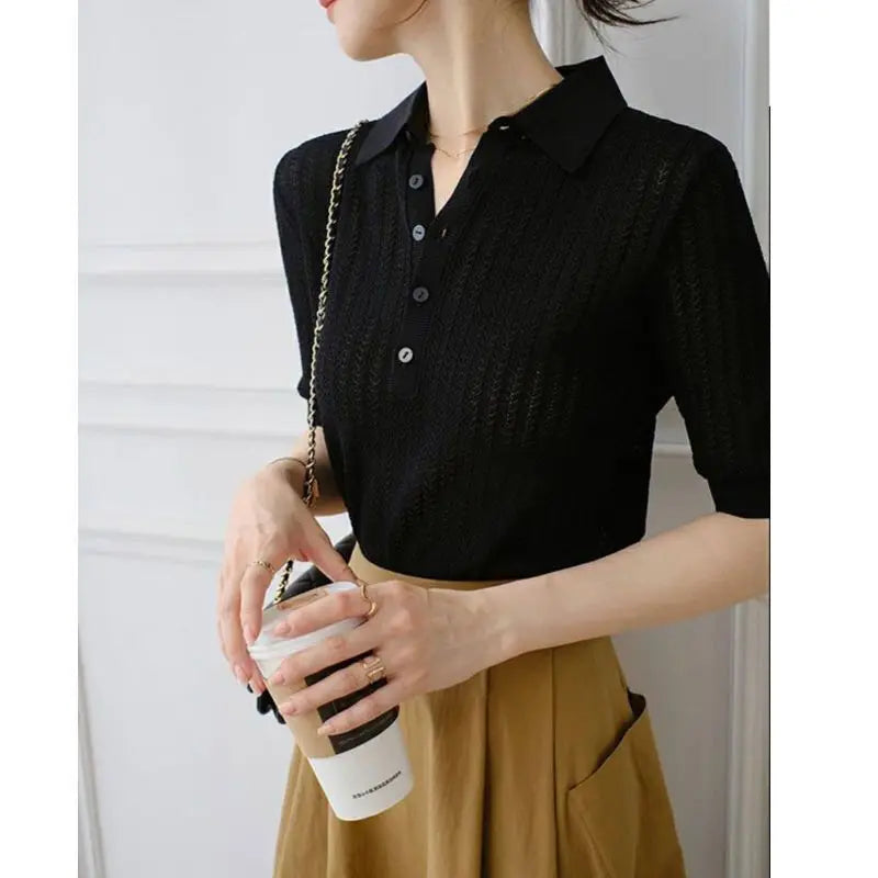 Amy | Ribbed Knit Polo