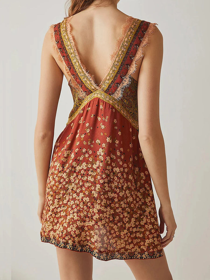 Sienna | Lace-Trim Floral Mini Dress