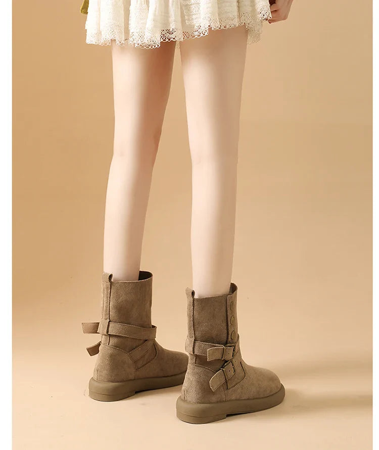 Calderon Suede Buckle Ankle Boots