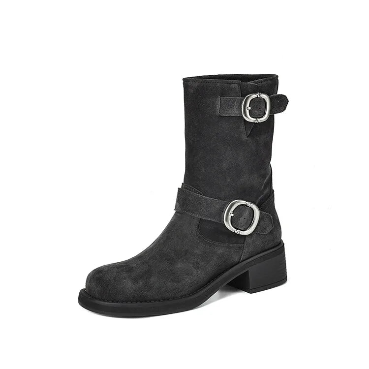 Blackthorn | Suede Buckle Boots