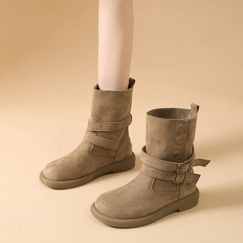 Calderon Suede Buckle Ankle Boots