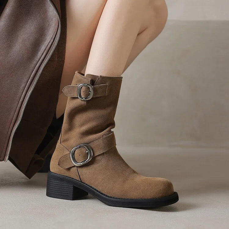 Blackthorn | Suede Buckle Boots