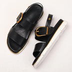 Valine | Gold-Buckle Strap Sandals