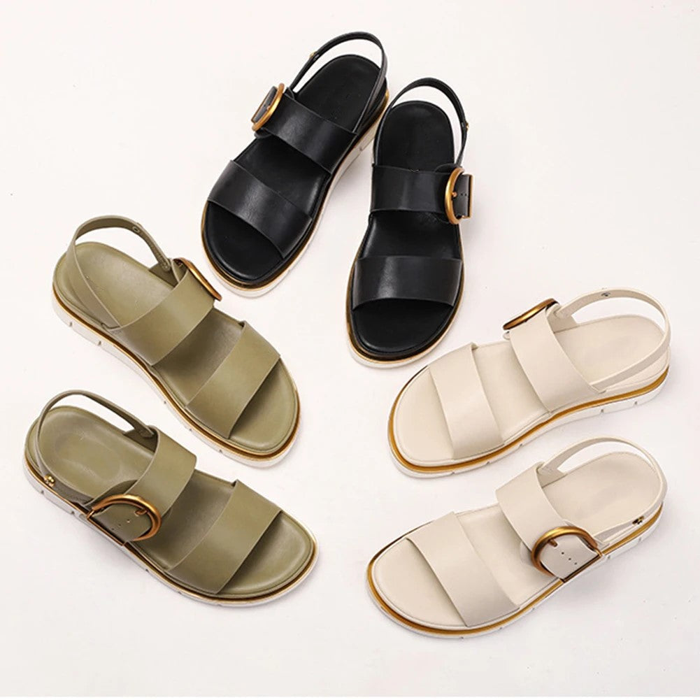 Valine | Gold-Buckle Strap Sandals
