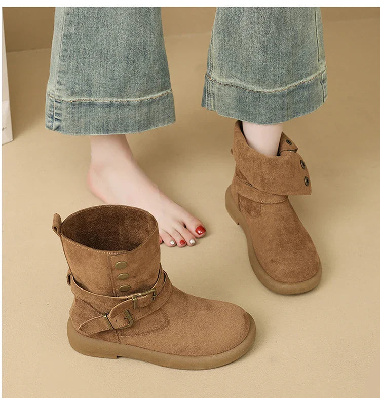 Calderon Suede Buckle Ankle Boots