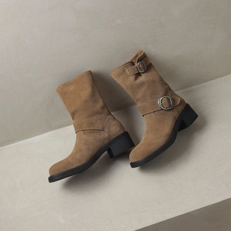 Blackthorn | Suede Buckle Boots