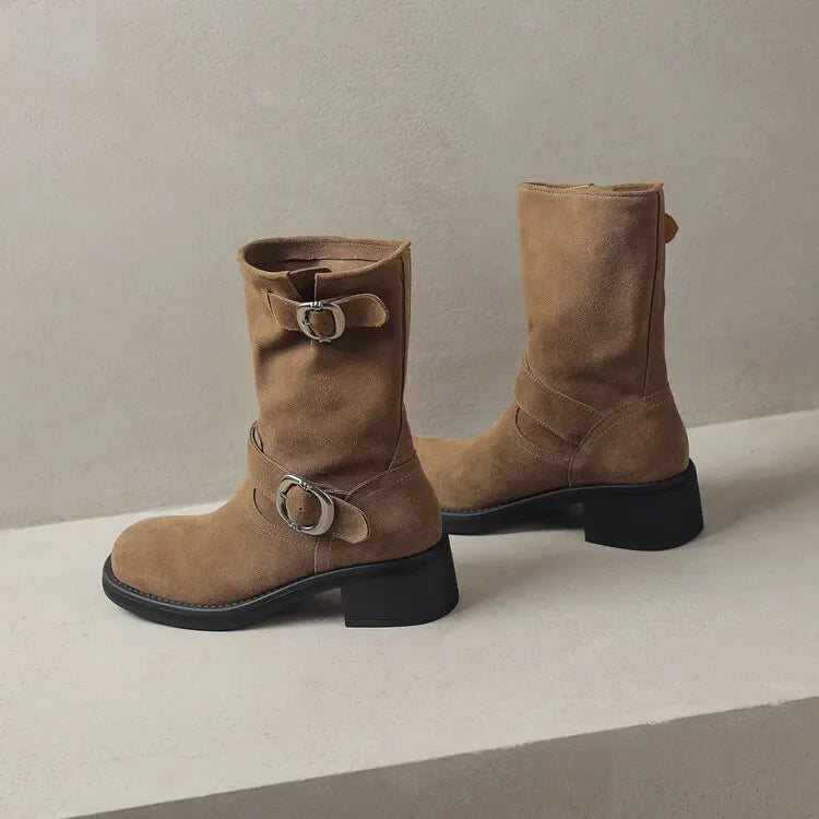 Blackthorn | Suede Buckle Boots