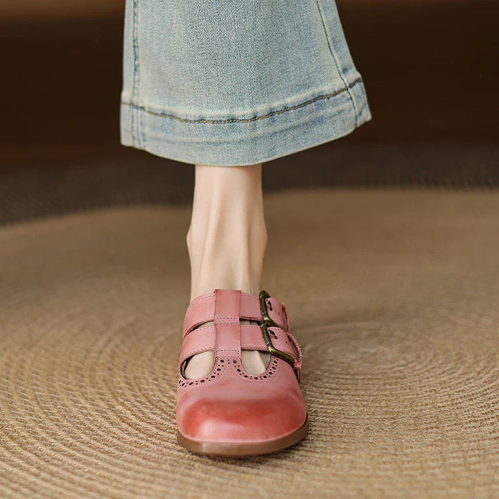 Theodora Mule Heels featuring soft leather material and a comfortable block heel, perfect for stylish and easy wear. - 28