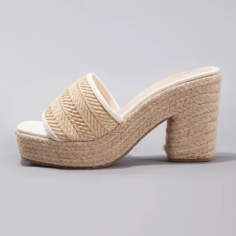 Célie | Natural Woven Heels