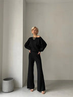 Luxe Eleganza Loungewear Set featuring an ultra-soft knit fabric and stylish off-shoulder design, perfect for comfort and relaxation at home - 15