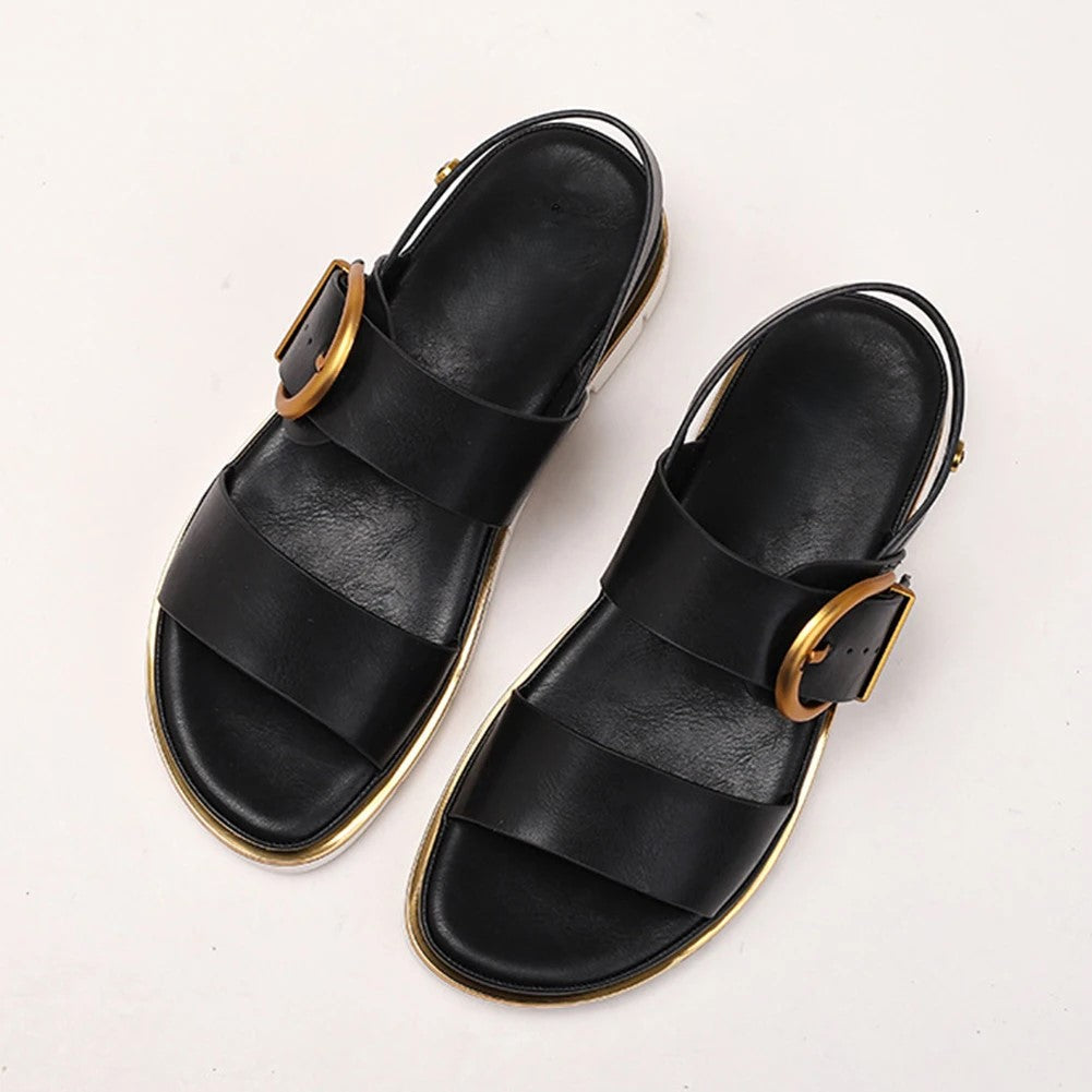 Valine | Gold-Buckle Strap Sandals