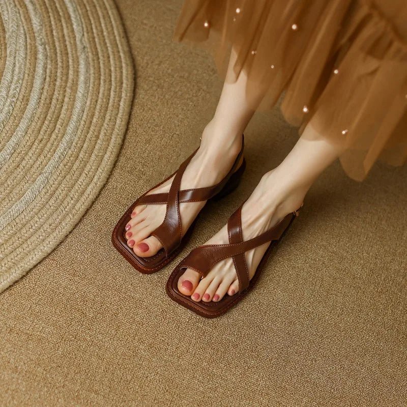 Ivy Cross Sandals | Italian Leather, Orthopedic Cushioned Footbed - 8