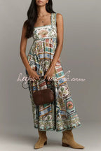 Sela Womens Dress | Linen Blend, Unique Print Summer Maxi 2
