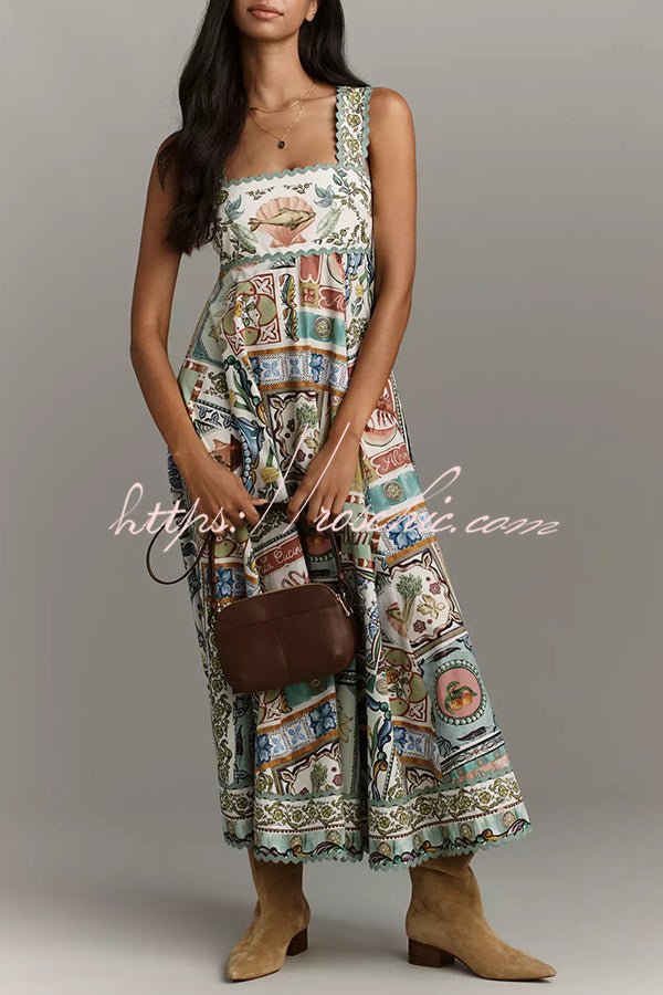 Sela Womens Dress | Linen Blend, Unique Print Summer Maxi 2