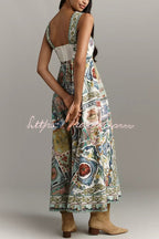Sela Womens Dress | Linen Blend, Unique Print Summer Maxi 3