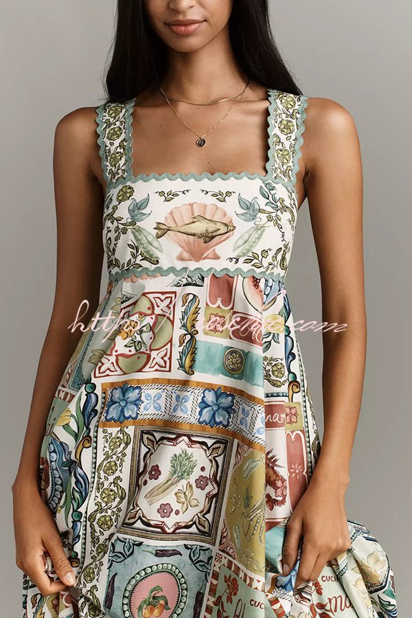 Sela Womens Dress | Linen Blend, Unique Print Summer Maxi 4