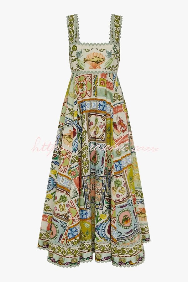Sela Womens Dress | Linen Blend, Unique Print Summer Maxi 5