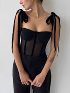 Sema Cami Crop Top | Mesh, Slim Fit 0