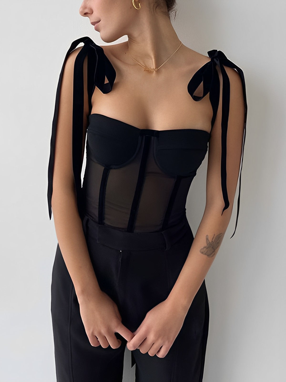 Sema Cami Crop Top | Mesh, Slim Fit 0