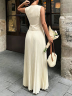 Sera Matching Set | Sleeveless Cropped Top & Pleated Maxi Skirt for Women 1